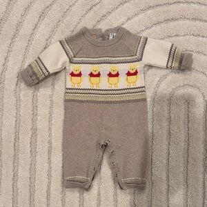 Janie and Jack Winnie the Pooh Beige and Brown Knit Outfit